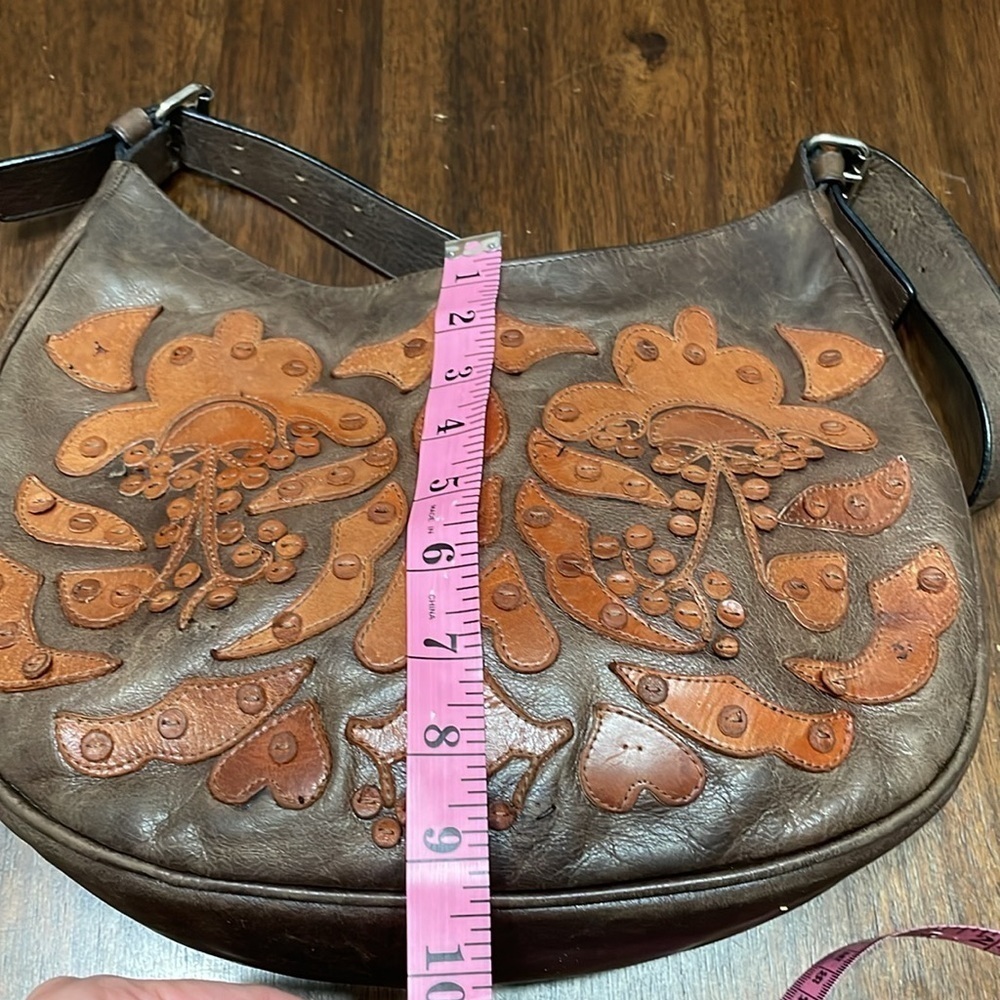 Leather boho shoulder purse - Picture 9 of 13